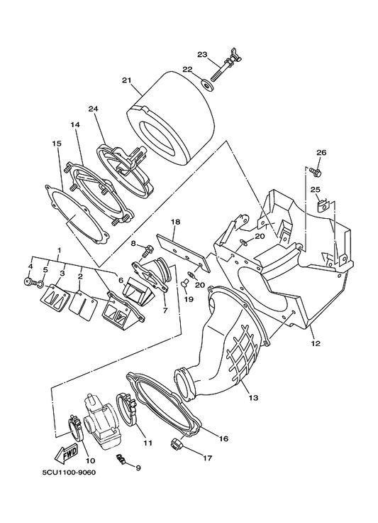 Yamaha 5HC-13565-00 Joint, Carburetor — shown on the Intake parts diagram