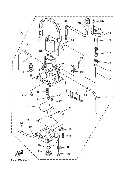 Yamaha 4SR-14171-00 . Plunger, Starter — shown on the Carburetor parts diagram