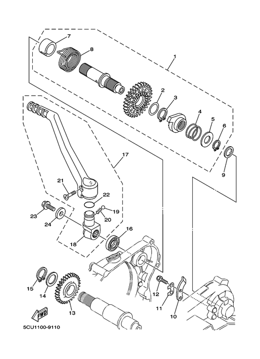 Yamaha 4EW-15620-02 Kick Crank Assy — shown on the Starter parts diagram
