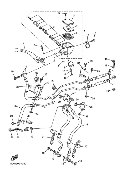 Yamaha 5D0-2612K-00 Brkt 2 — shown on the Front Master Cylinder parts diagram