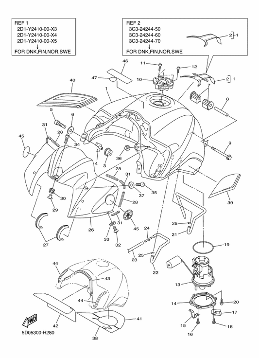 Yamaha 3C3-2171A-00-P0 Cover, Top — shown on the Fuel Tank parts diagram