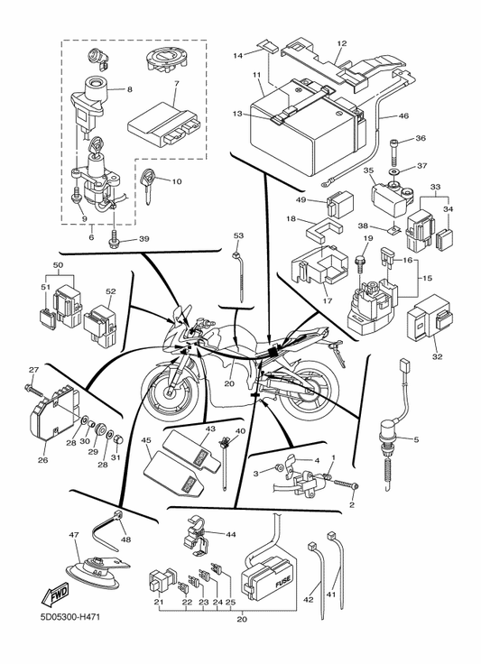 Yamaha 2D1-W8250-F0 Main Sw. Immobilizer Kit — shown on the Electrical 2 parts diagram