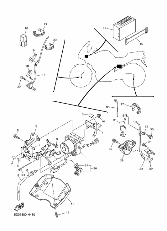 Yamaha 5CG-24196-00 Plug, Drain — shown on the Electrical 3 parts diagram