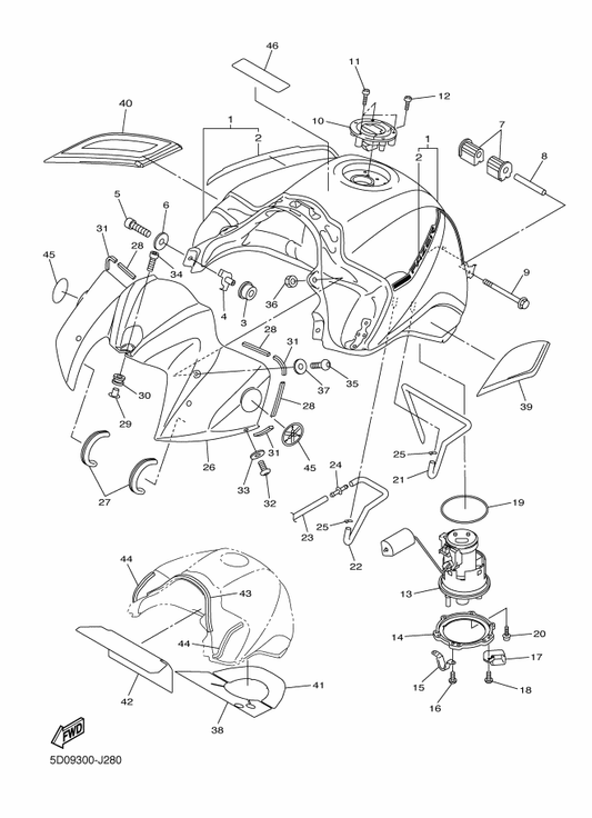 Yamaha 1CA-24240-00 . Graphic Set — shown on the Fuel Tank parts diagram