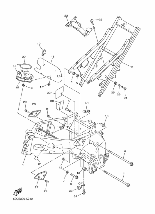 Yamaha 2D1-21110-33-P0 Frame Comp. — shown on the Frame parts diagram