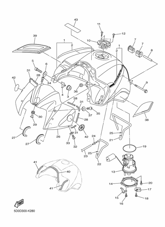Yamaha 1CA-24240-10 . Graphic Set — shown on the Fuel Tank parts diagram