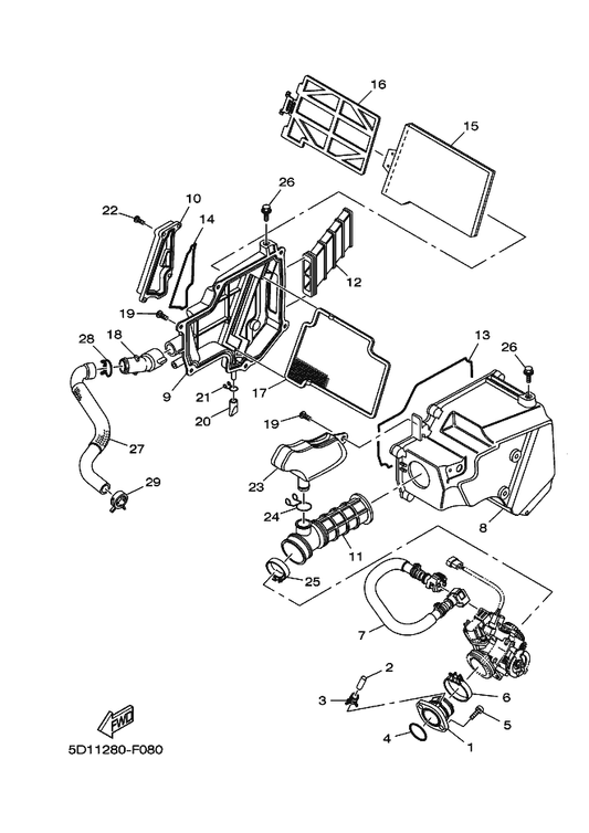 Yamaha 90450-46001 Hose Clamp Assy — shown on the Intake parts diagram