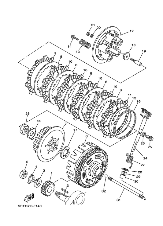 Yamaha 90215-16293 Washer, Lock — shown on the Clutch parts diagram