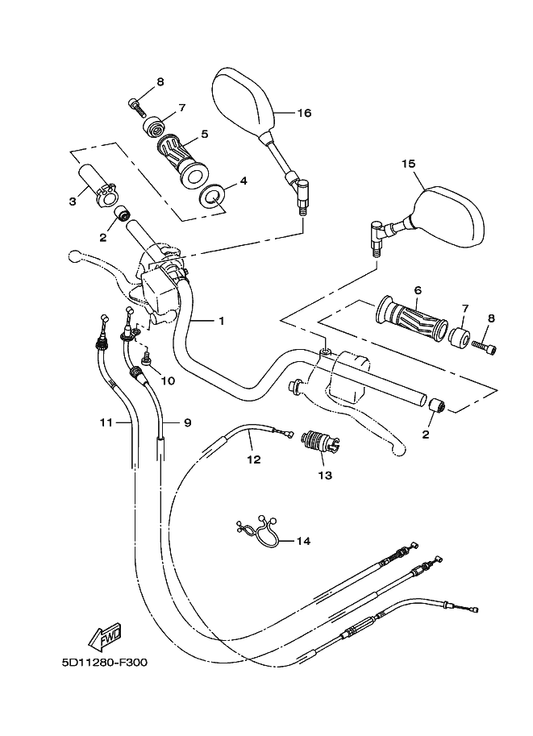 Yamaha 1S4-26335-00 Cable, Clutch — shown on the Steering Handle & Cable parts diagram