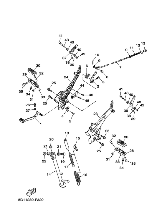 Yamaha 90109-08177 Bolt — shown on the Stand & Footrest parts diagram