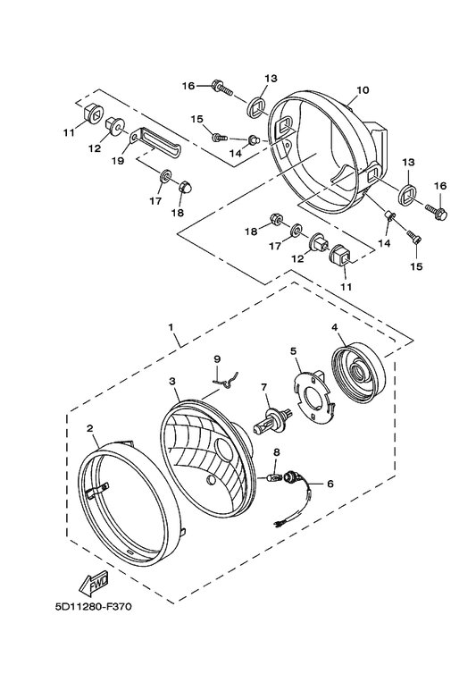 Yamaha 5D1-H4315-00 . . Rim, Headlight — shown on the Headlight parts diagram