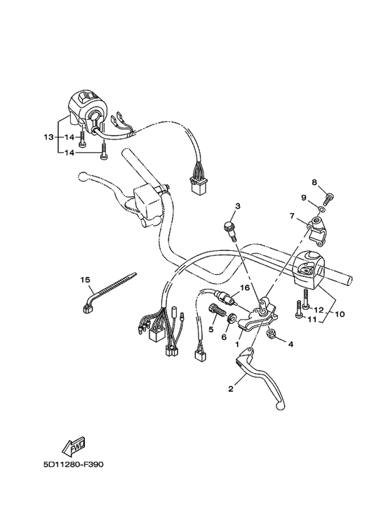 Yamaha 1S4-H3912-00 Lever 1 — shown on the Handle Switch & Lever parts diagram