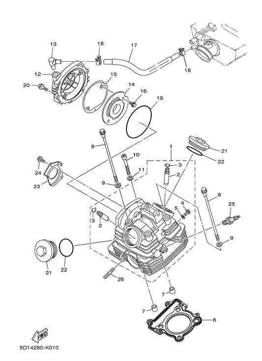 Yamaha 90201-06018 Washer, Plate — shown on the Cylinder Head parts diagram