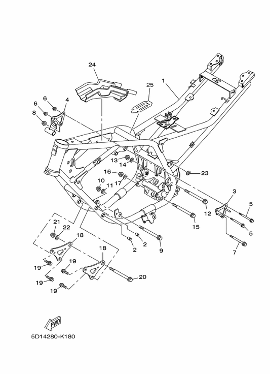 Yamaha 1S4-F1110-20-33 Frame Comp. — shown on the Frame parts diagram