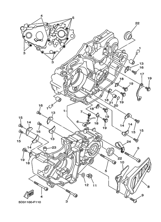 Yamaha 98512-06025 Screw, Pan Head — shown on the Crankcase parts diagram