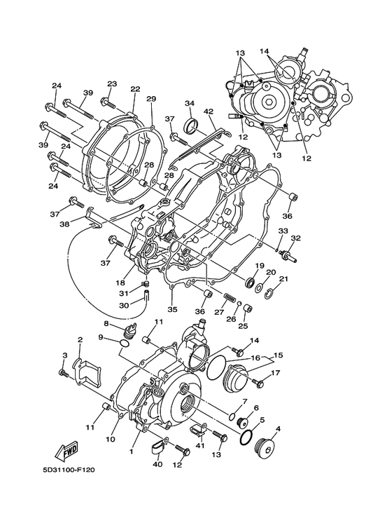 Yamaha 90340-27003 Plug, Straight Screw — shown on the Crankcase Cover 1 parts diagram