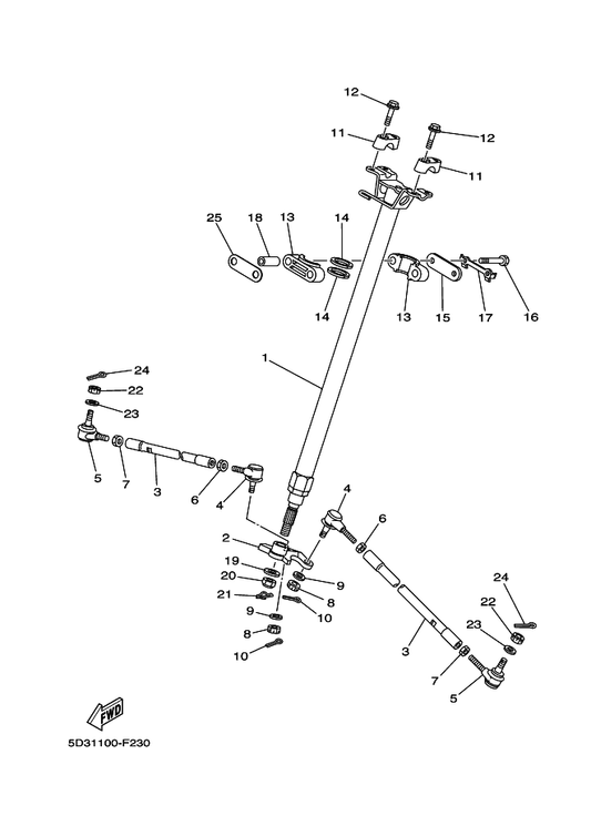Yamaha 1S3-23831-00 Rod, Tie — shown on the Steering parts diagram