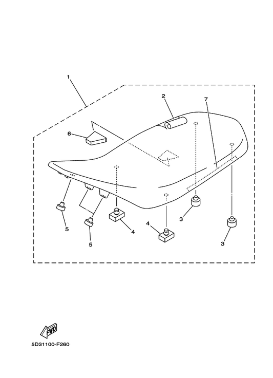 Yamaha 5TG-24725-00 . Spacer — shown on the Seat parts diagram
