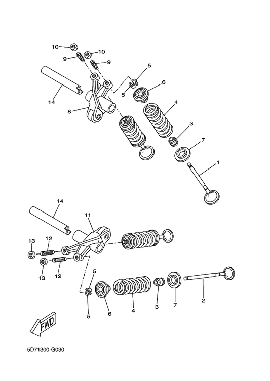 Yamaha 38B-E2151-00 Arm, Valve Rocker — shown on the Valve parts diagram