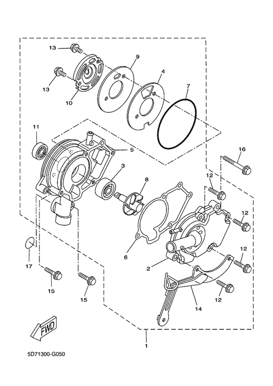 Yamaha 93306-000Y3 . Bearing — shown on the Water Pump parts diagram
