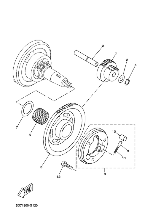 Yamaha 90501-030A0 . Spring, Compression — shown on the Starter Clutch parts diagram