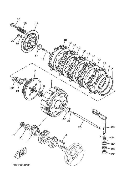 Yamaha 90201-12X07 Washer, Plate — shown on the Clutch parts diagram