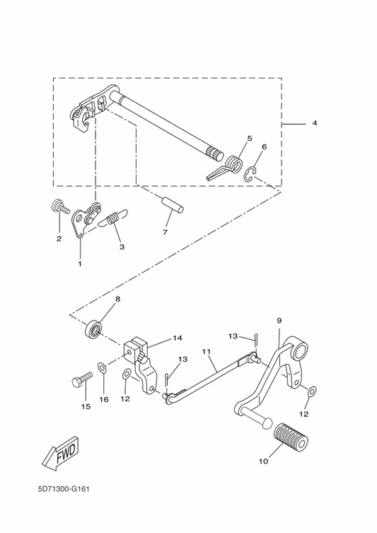 Yamaha 3C1-E8140-00 Stopper Lever Assy — shown on the Shift Shaft parts diagram