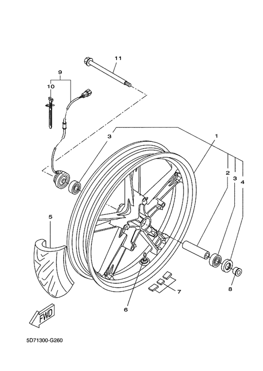 Yamaha 90387-15X13 Collar — shown on the Front Wheel parts diagram