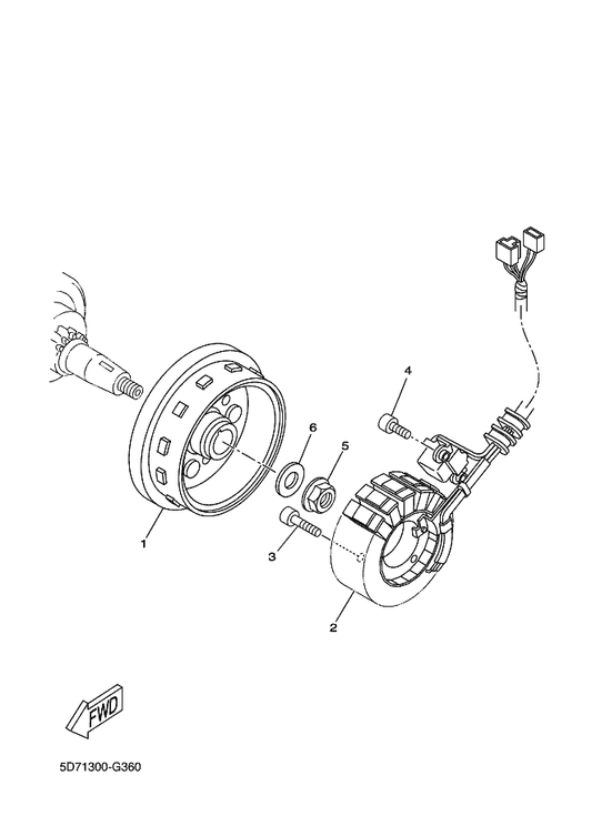 Yamaha 22B-H1450-00 Rotor Assy — shown on the Generator parts diagram