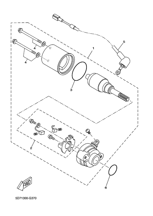 Yamaha 3AY-H1801-00 . Brush Set — shown on the Starting Motor parts diagram