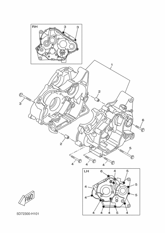 Yamaha 90105-06X29 Bolt, Flange — shown on the Crankcase parts diagram