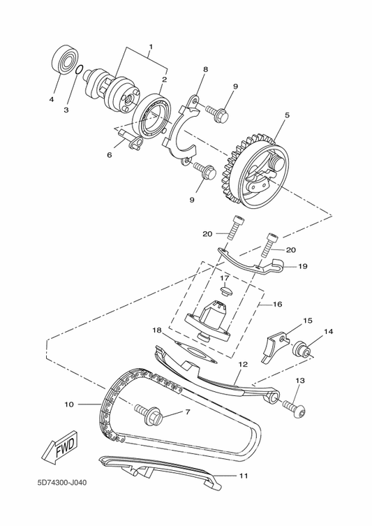Yamaha 94568-A8096 Chain — shown on the Camshaft & Chain parts diagram