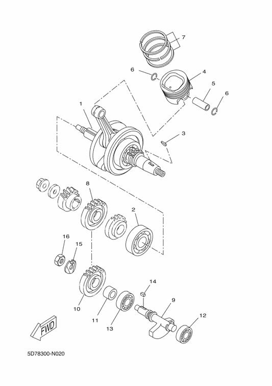 Yamaha 93306-252XY Bearing — shown on the Crankshaft & Piston parts diagram
