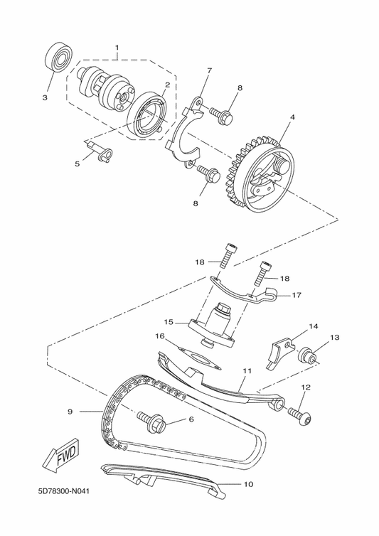 Yamaha 1DY-E2213-00 Gasket, Tensioner Case — shown on the Camshaft & Chain parts diagram