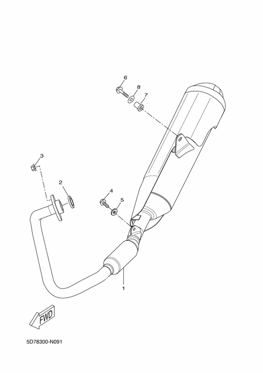 Yamaha BR6-E4710-00 Muffler Assy 1 — shown on the Exhaust parts diagram