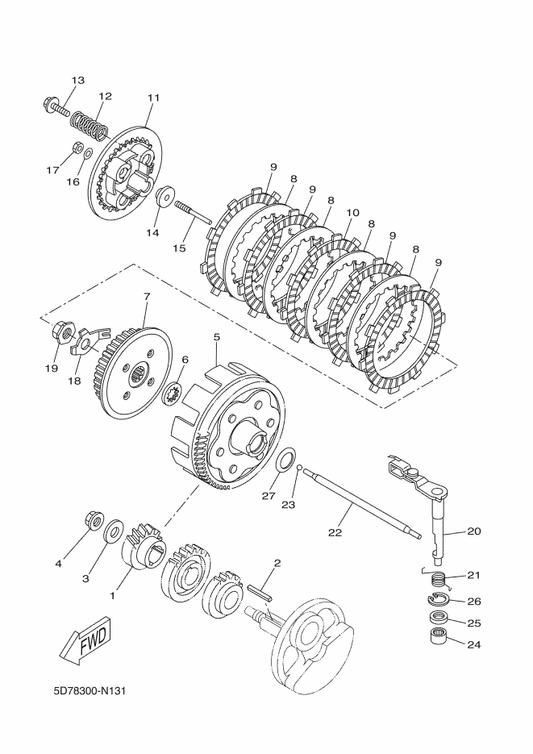 Yamaha 3C1-E6144-00 . Washer — shown on the Clutch parts diagram