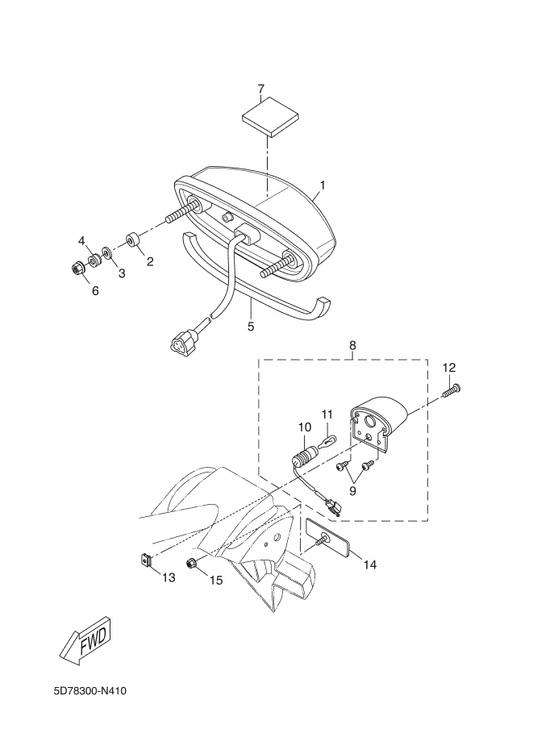 Yamaha 5D7-H4710-10 Taillight Unit Assy — shown on the Taillight parts diagram