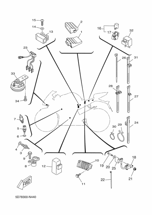 Yamaha 1PA-H3755-00 Sensor, Speed — shown on the Electrical 2 parts diagram