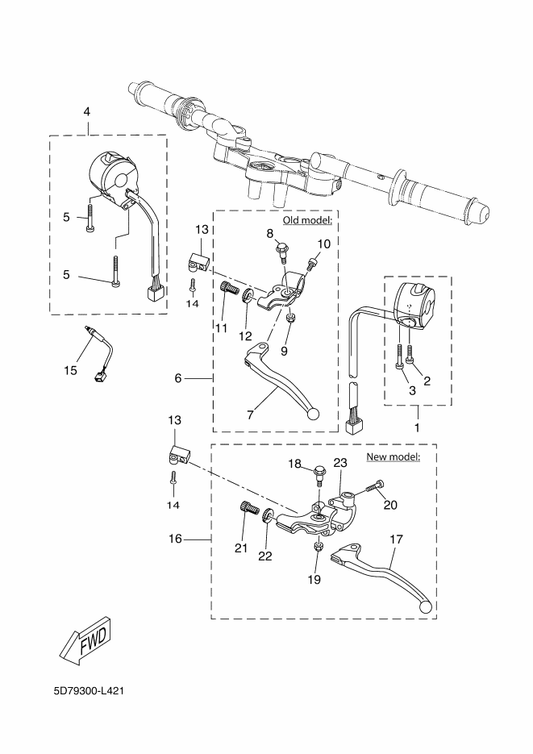 Yamaha 22B-H1826-00 . Bolt — shown on the Handle Switch & Lever parts diagram