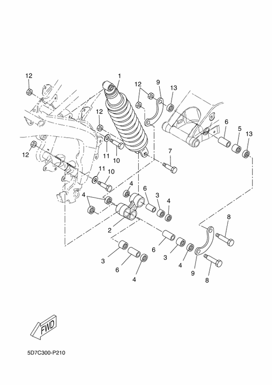 Yamaha 90105-10377 Bolt, Flange — shown on the Rear Suspension parts diagram