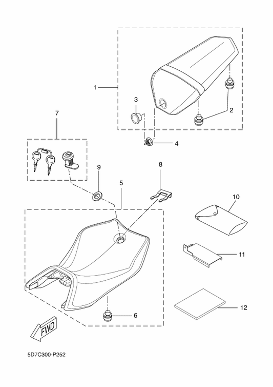 Yamaha 5D7-F8199-E4 Manual,Owner'S — shown on the Seat parts diagram