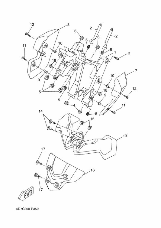 Yamaha 5D7-F8351-20-P0 Body, Cowling — shown on the Cowling 2 parts diagram