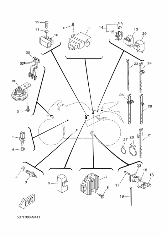 Yamaha 90105-06771 Bolt, Flange — shown on the Electrical 2 parts diagram