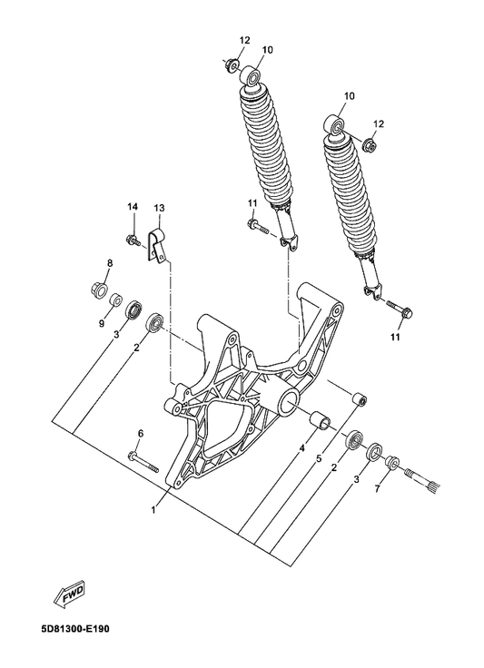 Yamaha 93306-252YC . Bearing — shown on the Rear Arm & Suspension parts diagram
