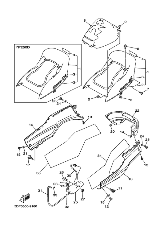 Yamaha 90209-05347 Washer — shown on the Side Cover parts diagram