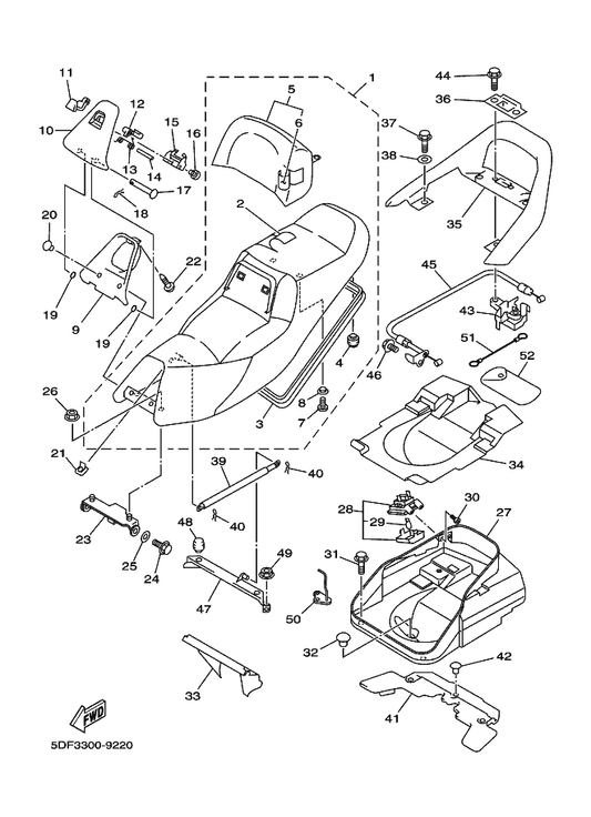 Yamaha 93603-50195 Pin, Dowel — shown on the Seat parts diagram