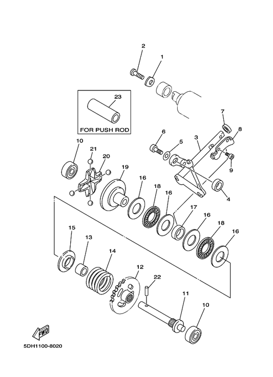 Yamaha 4SS-11990-00 Push Rod Assy — shown on the Governor parts diagram
