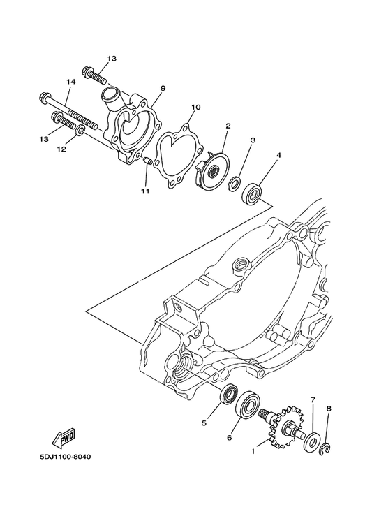 Yamaha 2VM-12428-11 Gasket, Housing Cover 2 — shown on the Water Pump parts diagram