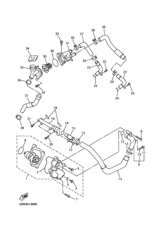 Yamaha 93210-17746 O-Ring — shown on the Water Pump parts diagram