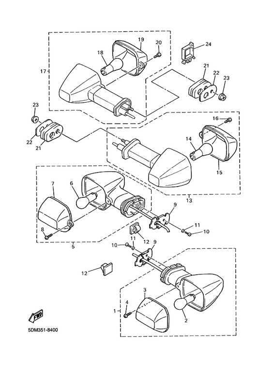 Yamaha 4JH-83332-00 . Lens, Flasher — shown on the Flasher Light parts diagram